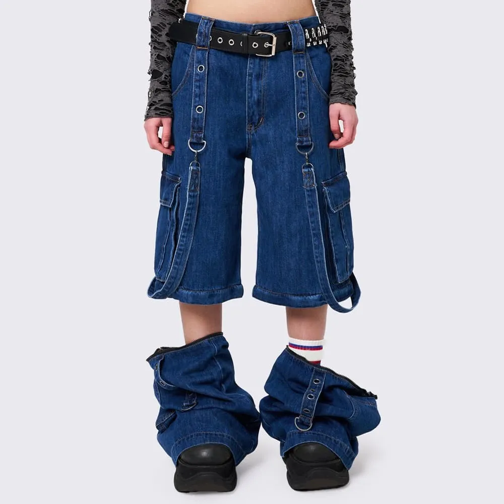 Women Cargo Pants Gothic Striped Low Waist Wide Leg Baggy Jeans Y2k Hip Hop Denim Pants Emo Grunge Streetwear Jeans