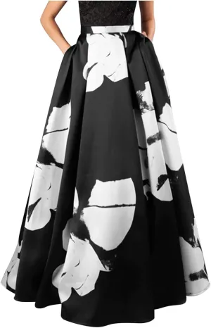 Women Floral Print High Waist Pocket Bohemian Maxi Skirt Party Beach Long Skirt Causal Maxi Dresses for Women