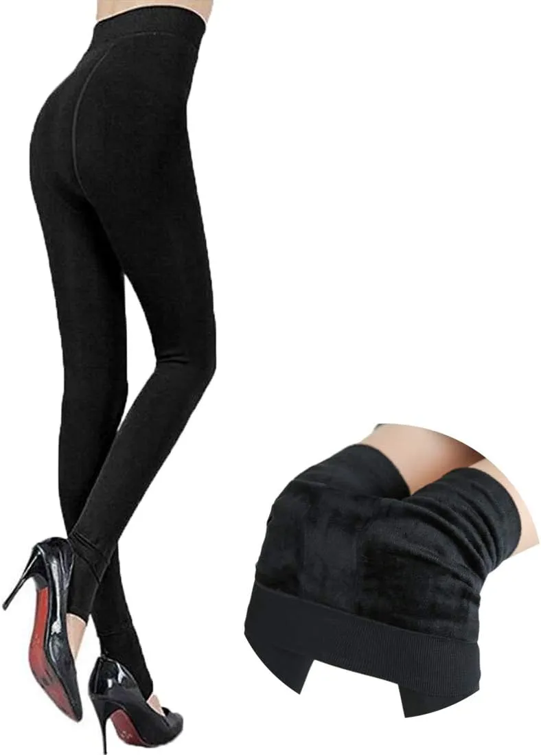 Women Winter Warm Leggings Elastic Thick Velvet Thermal Legging Pants Fleece Lined Tights