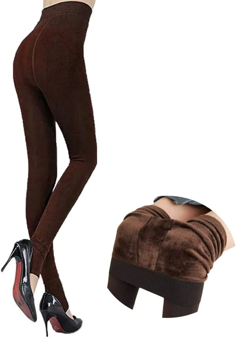 Women Winter Warm Leggings Elastic Thick Velvet Thermal Legging Pants Fleece Lined Tights