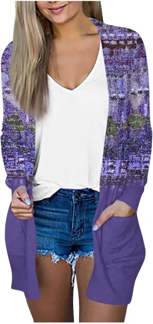 Womens Cardigans Fall 2024, Casual Loose Fit Open Front Fashion Sweaters with Pockets Comfy Going Out Outfits