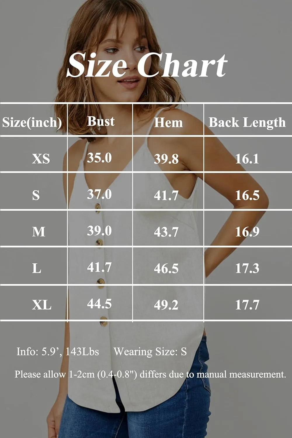 Womens Cotton Linen Tank Tops Causal V Neck Sleeveless Button Down Tops Summer Loose Fit Spaghetti Strap Cami Shirts
