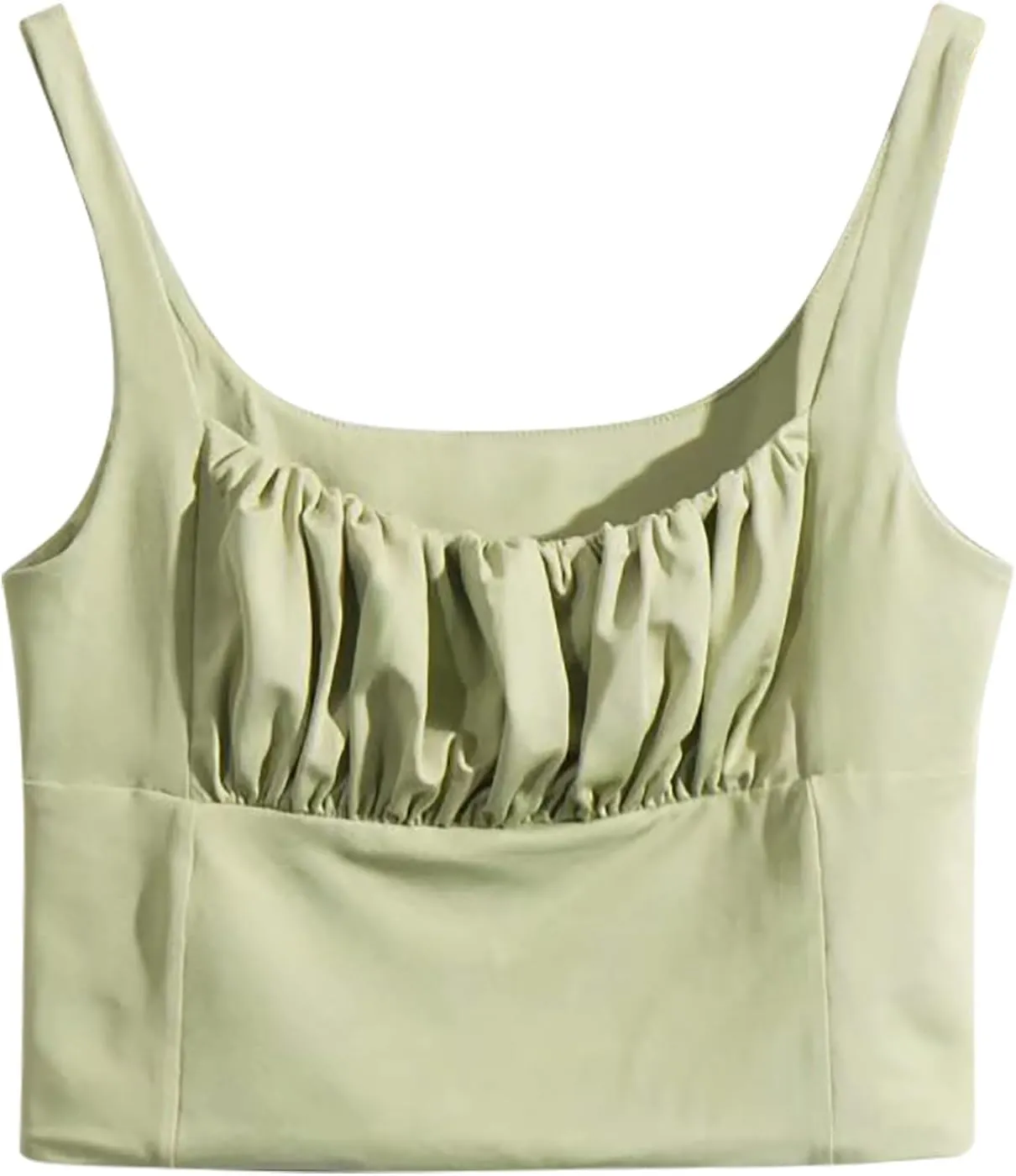 Women's Crop Top Cami Square Neck Camisole Summer Fashion Sexy Slim Fit Sleeveless Spaghetti Strap Smocked Tank Tops