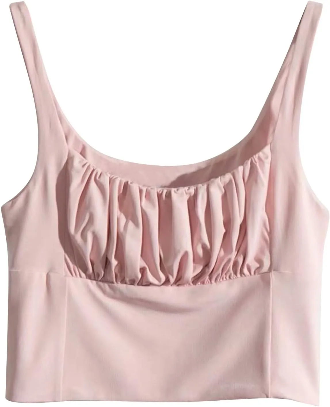 Women's Crop Top Cami Square Neck Camisole Summer Fashion Sexy Slim Fit Sleeveless Spaghetti Strap Smocked Tank Tops