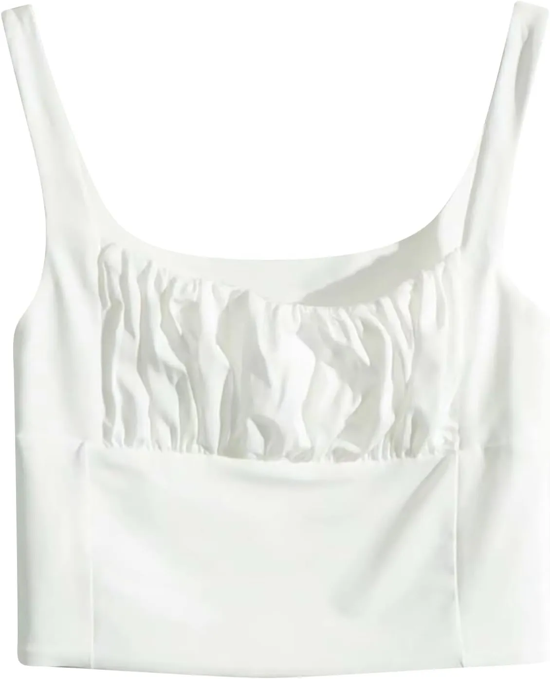 Women's Crop Top Cami Square Neck Camisole Summer Fashion Sexy Slim Fit Sleeveless Spaghetti Strap Smocked Tank Tops