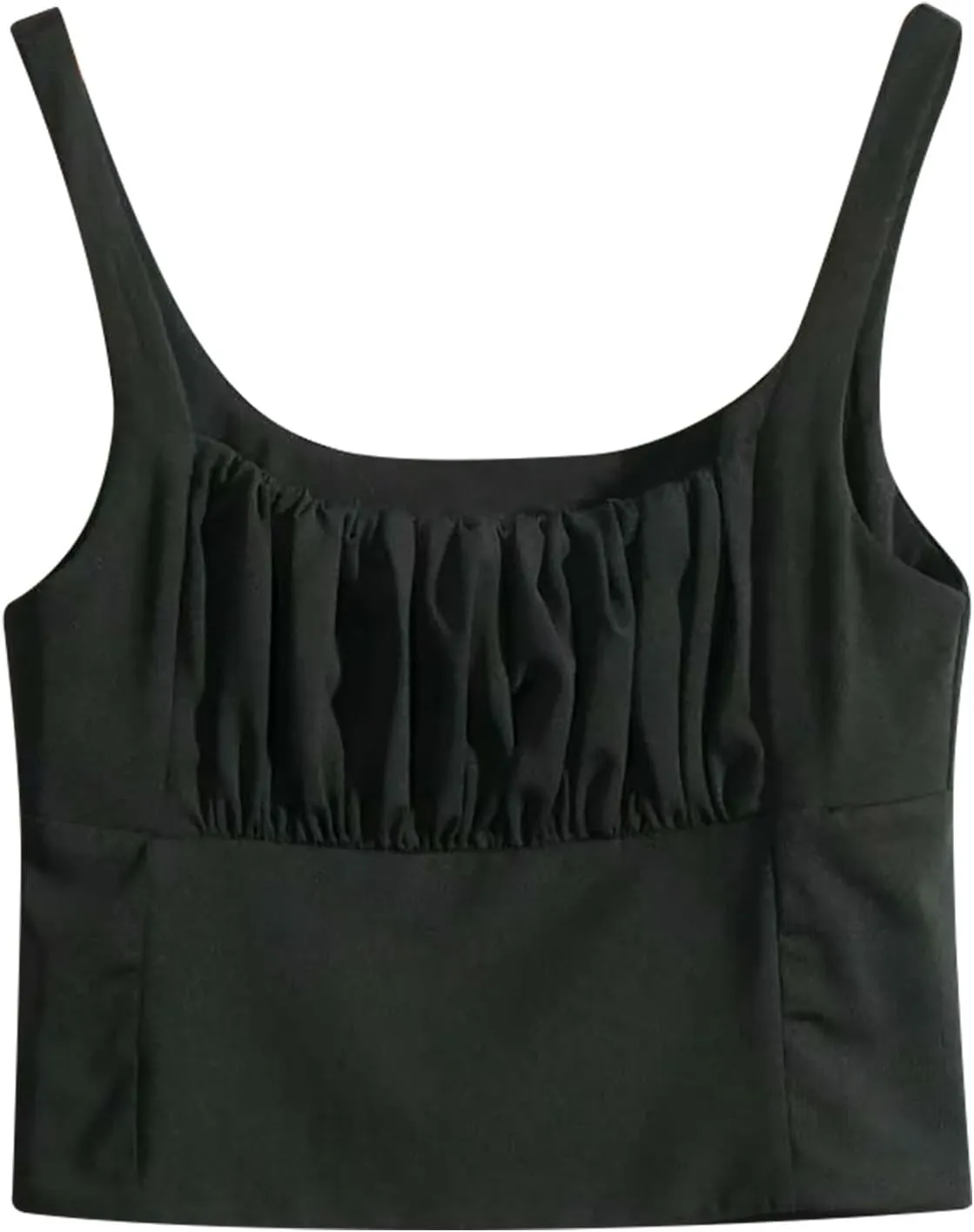 Women's Crop Top Cami Square Neck Camisole Summer Fashion Sexy Slim Fit Sleeveless Spaghetti Strap Smocked Tank Tops