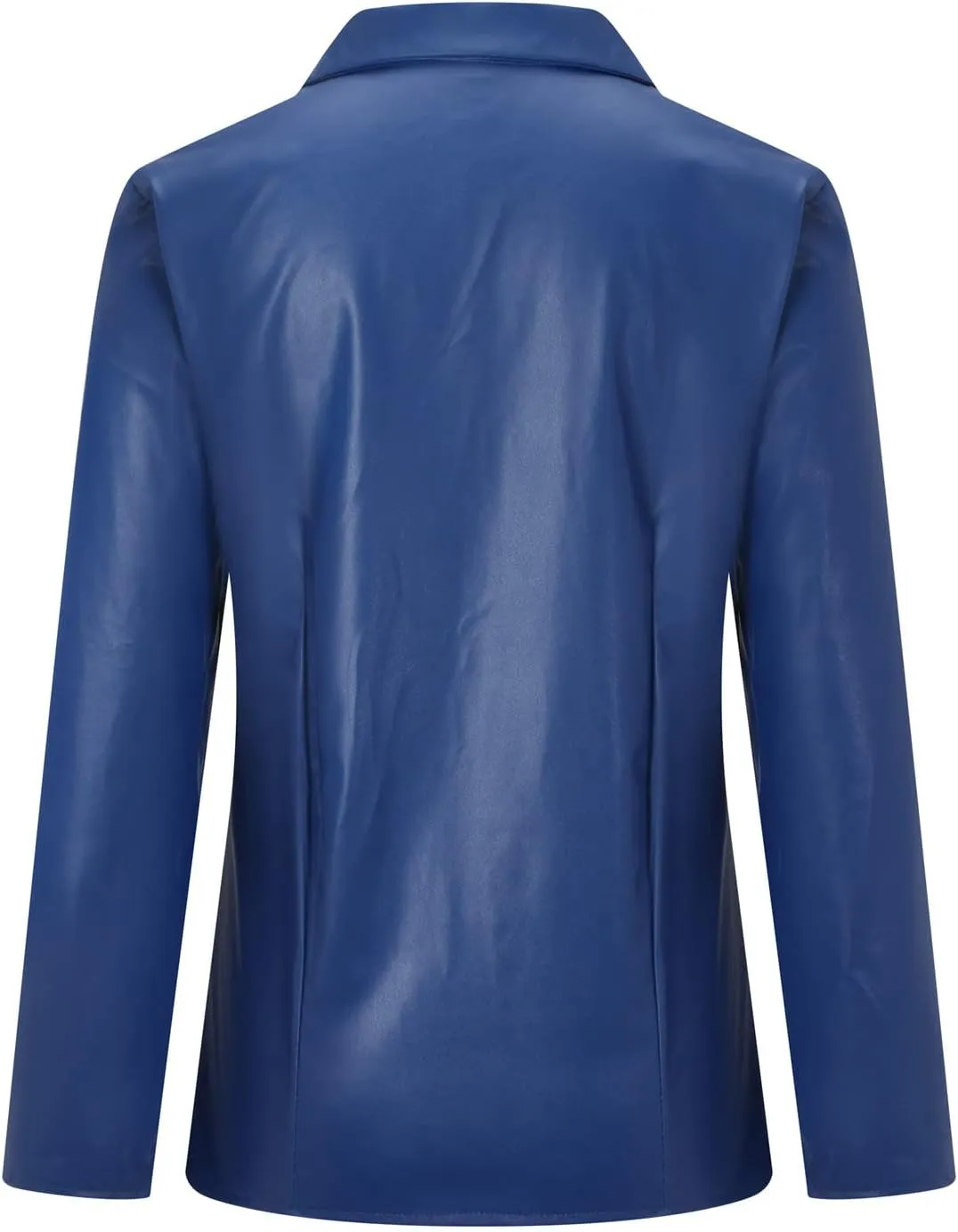 Women's Faux Leather Jacket Soft PU Snap Button Down Shirt Shacket Long Sleeve Motorcycle Fashion Leather Jacket