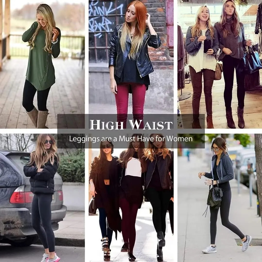 Women's Fleece Lined Leggings Thermal High Waist Tummy Control Yoga Pants Winter Slimming Workout Running Pants