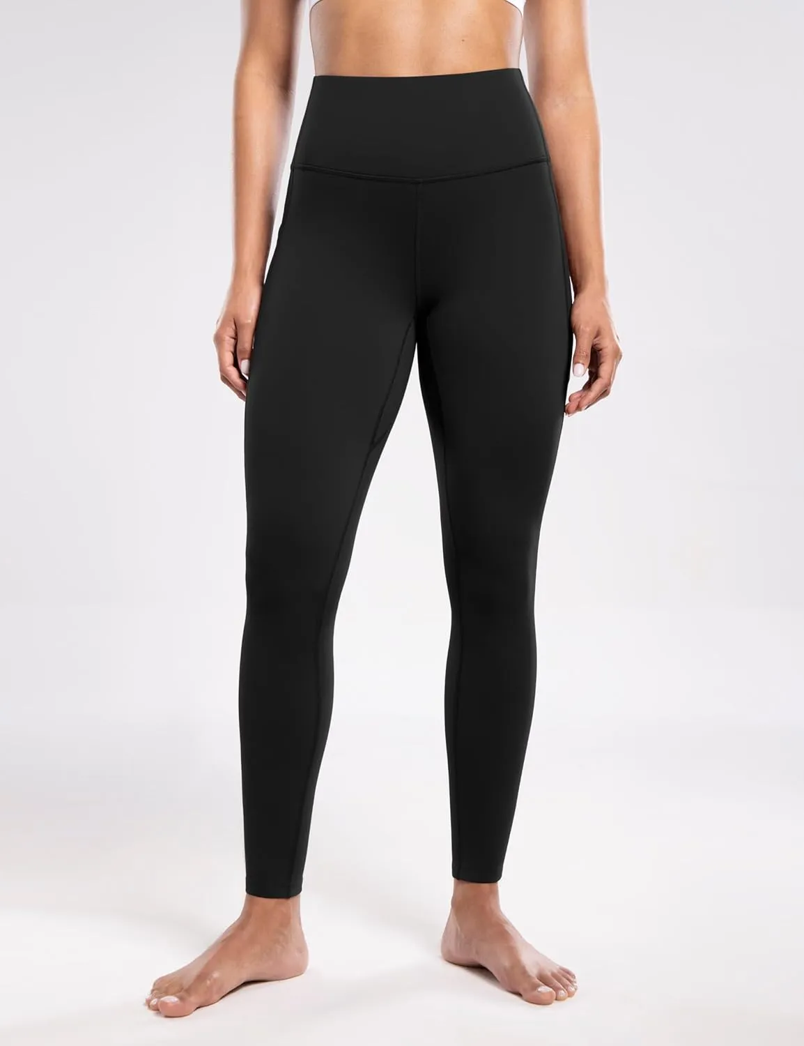 Women's Fleece Lined Leggings with Pockets Thermal Winter Workout High Waist 28'' Yoga Warm Pants Tight Full Length