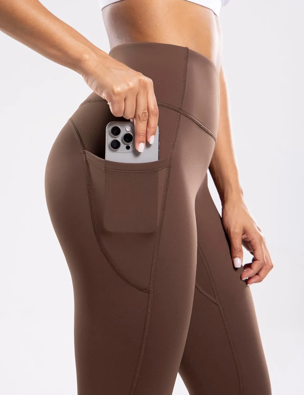 Women's Fleece Lined Leggings with Pockets Thermal Winter Workout High Waist 28'' Yoga Warm Pants Tight Full Length