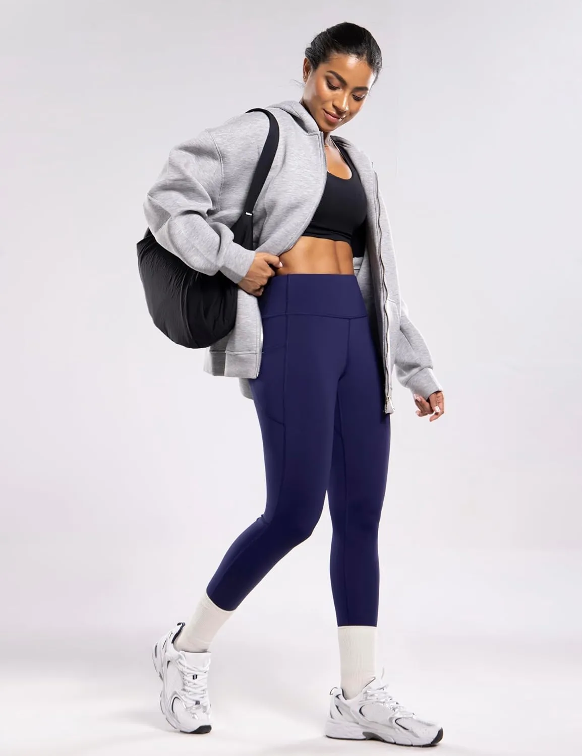 Women's Fleece Lined Leggings with Pockets Thermal Winter Workout High Waist 28'' Yoga Warm Pants Tight Full Length