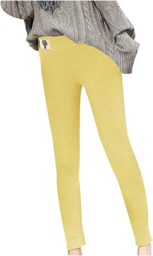 Women's High Waist Warm Legging Fashion Casual Solid Long Pants Thermal Underwear Bottoms Fleece Sherpa Lined Trouser