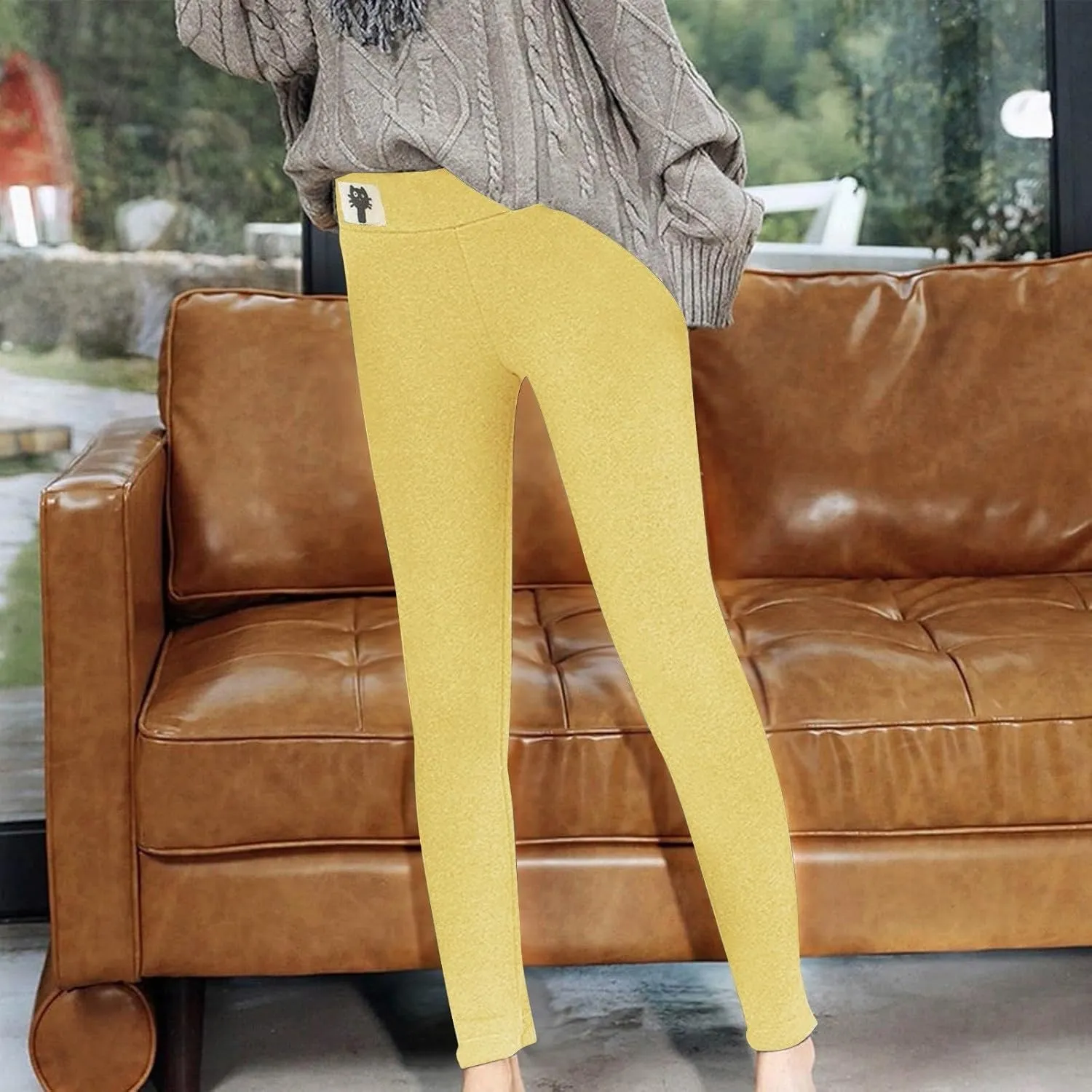 Women's High Waist Warm Legging Fashion Casual Solid Long Pants Thermal Underwear Bottoms Fleece Sherpa Lined Trouser