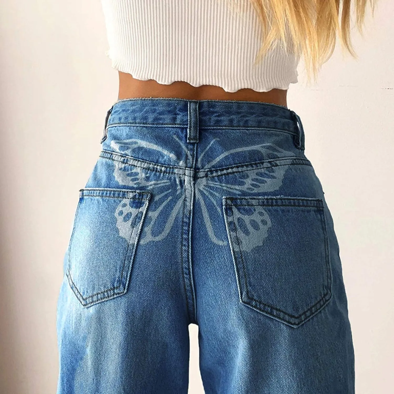 Women's High Waisted Flare Jeans Sweatpants Jeans for Women Y2k Baggy Jeans Streetwear Denim Pants with Pockets