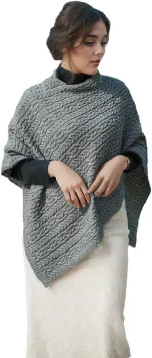 Women's Knitted Cape Strap Cape Loose Casual Knitted Super Soft Triangle Cape Grey Cloak Shawl