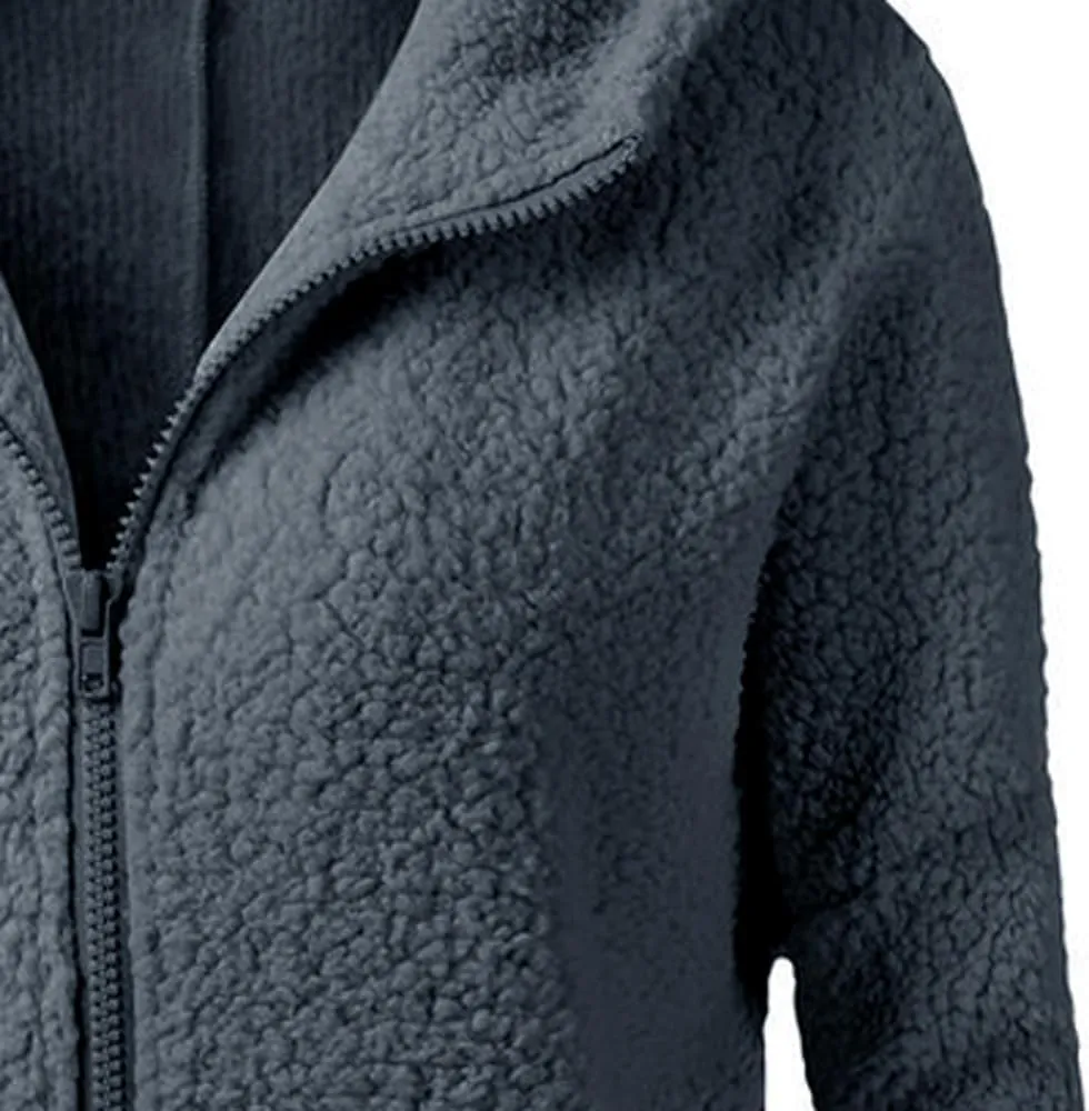 Womens Sherpa Jacket Fuzzy Plus Size Zip Up Hoodie Soft Comfy Fleece Lined Winter Coat with Pockets Warm Outerwear