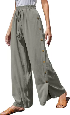 Womens Tear Away Basketball Pants Casual Summer High Split Snap Button Wide Leg Lounge Pants Workout Athletic Yoga Sweatpants