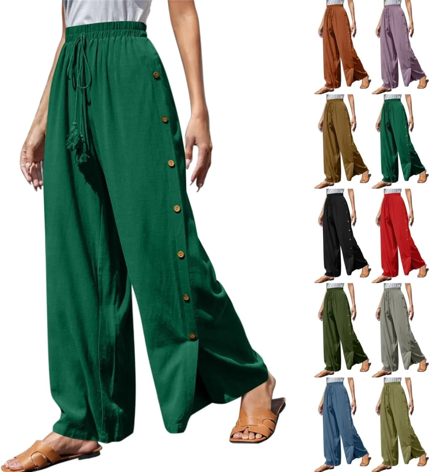 Womens Tear Away Basketball Pants Casual Summer High Split Snap Button Wide Leg Lounge Pants Workout Athletic Yoga Sweatpants