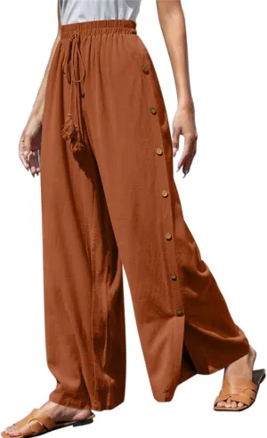 Womens Tear Away Basketball Pants Casual Summer High Split Snap Button Wide Leg Lounge Pants Workout Athletic Yoga Sweatpants
