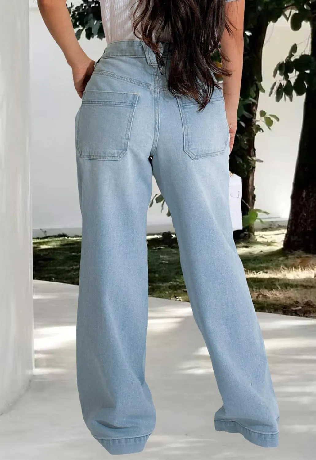 Women's Wide Leg Jeans Casual High Waist Stretchy Baggy Loose Trendy Denim Pants
