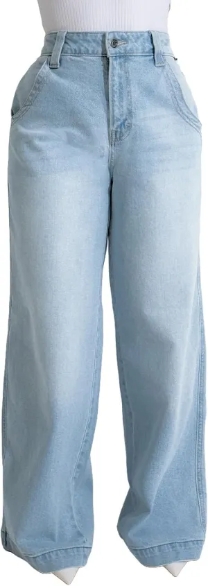 Women's Wide Leg Jeans Casual High Waist Stretchy Baggy Loose Trendy Denim Pants