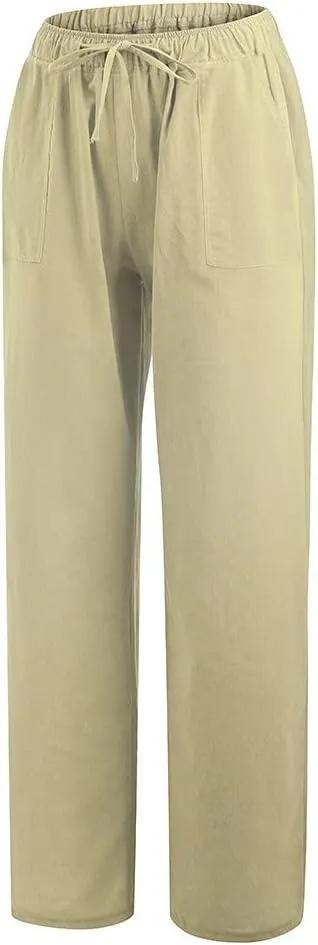 Women's Winter Warm Fleece Joggers Pants Winter Lightweigt Work Capris with Pockets Elastic Waist Flare