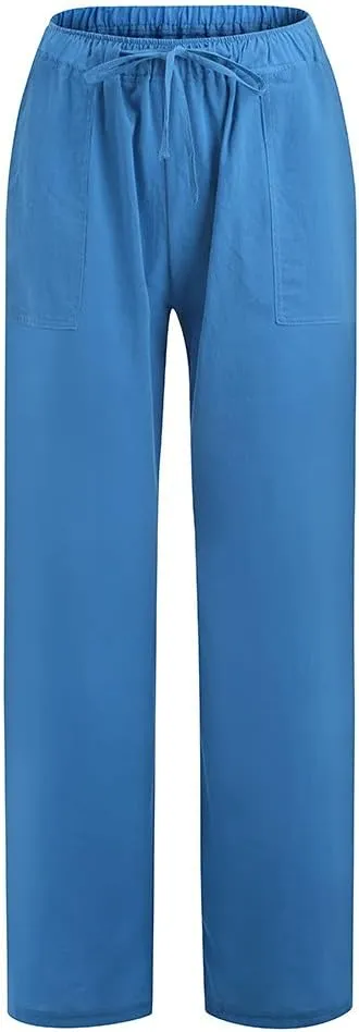 Women's Winter Warm Fleece Joggers Pants Winter Lightweigt Work Capris with Pockets Elastic Waist Flare