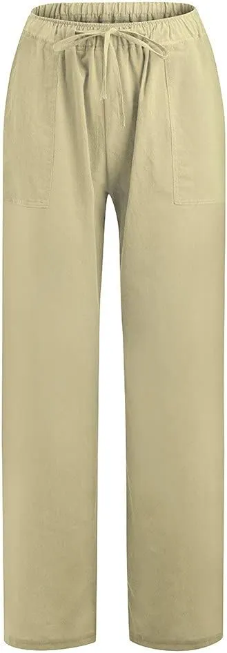 Women's Winter Warm Fleece Joggers Pants Winter Lightweigt Work Capris with Pockets Elastic Waist Flare