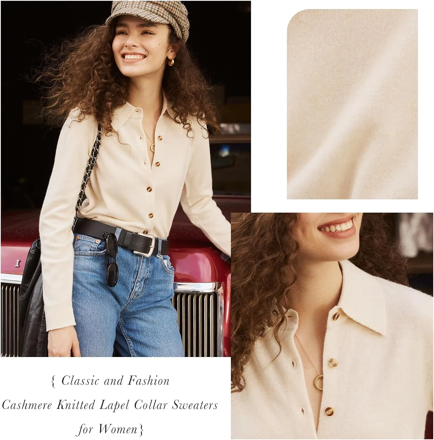 Womens Wool Cashmere Cardigan Sweaters Fall Elegant Soft Tops Lightweight Cardigans Casual Button Down Knit Sweater