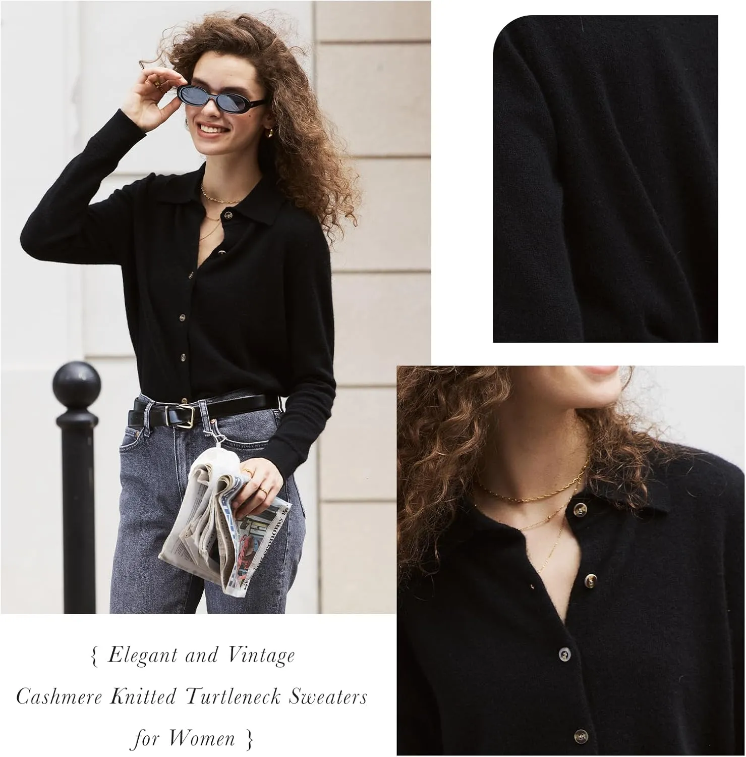 Womens Wool Cashmere Cardigan Sweaters Fall Elegant Soft Tops Lightweight Cardigans Casual Button Down Knit Sweater