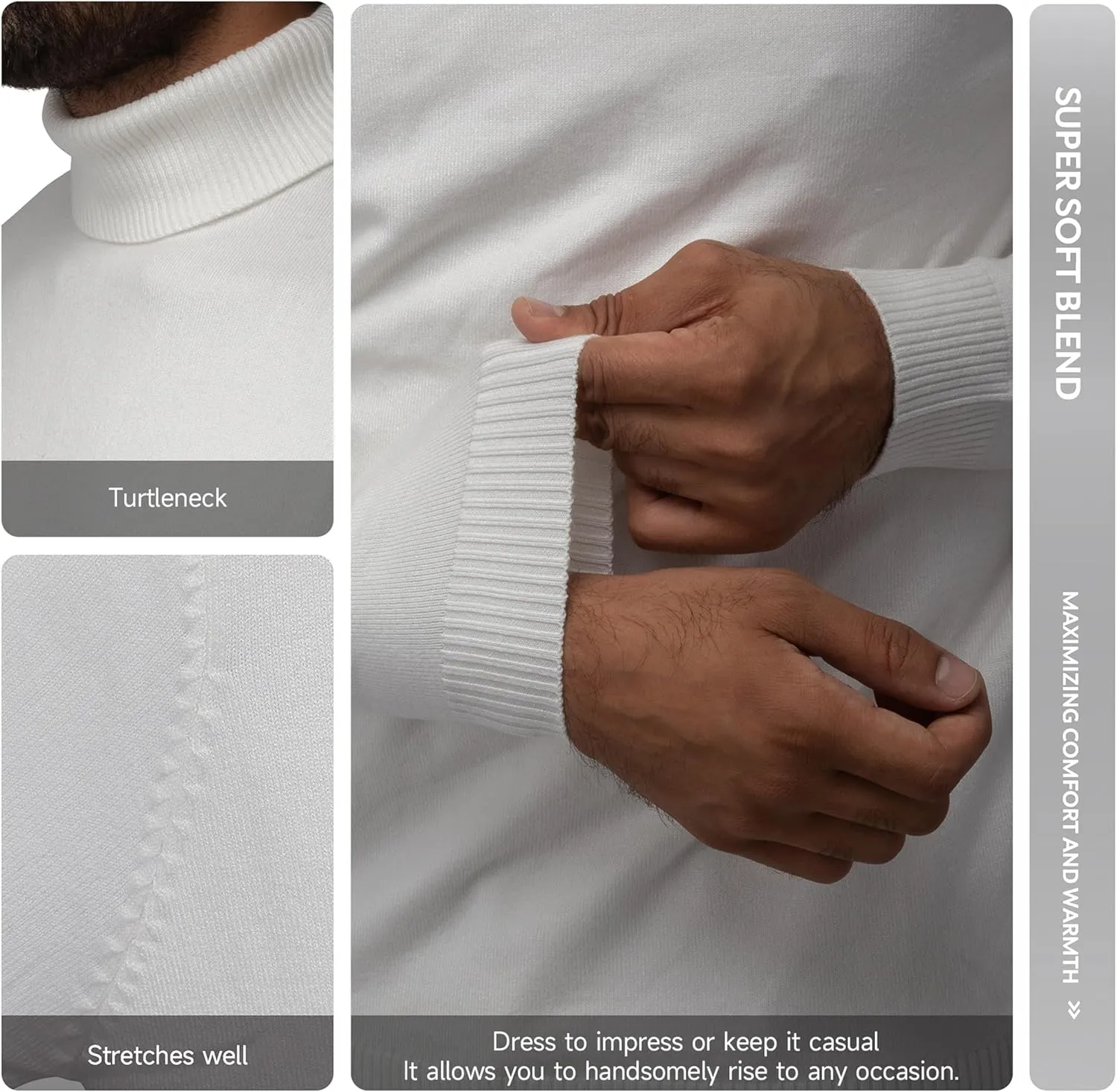 X RAY Mens Turtleneck, Soft Slim Fit Pullover Top, Basic Turtle Neck Sweater for Men