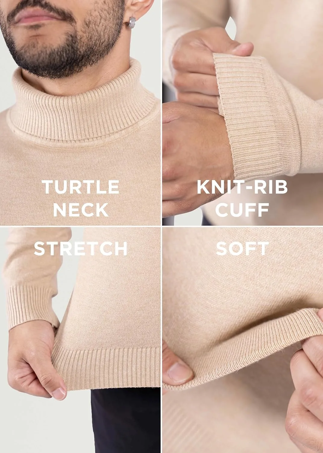 X RAY Mens Turtleneck, Soft Slim Fit Pullover Top, Basic Turtle Neck Sweater for Men