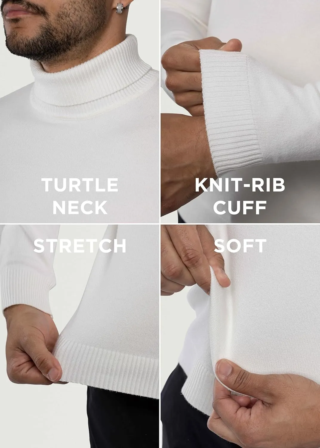 X RAY Mens Turtleneck, Soft Slim Fit Pullover Top, Basic Turtle Neck Sweater for Men