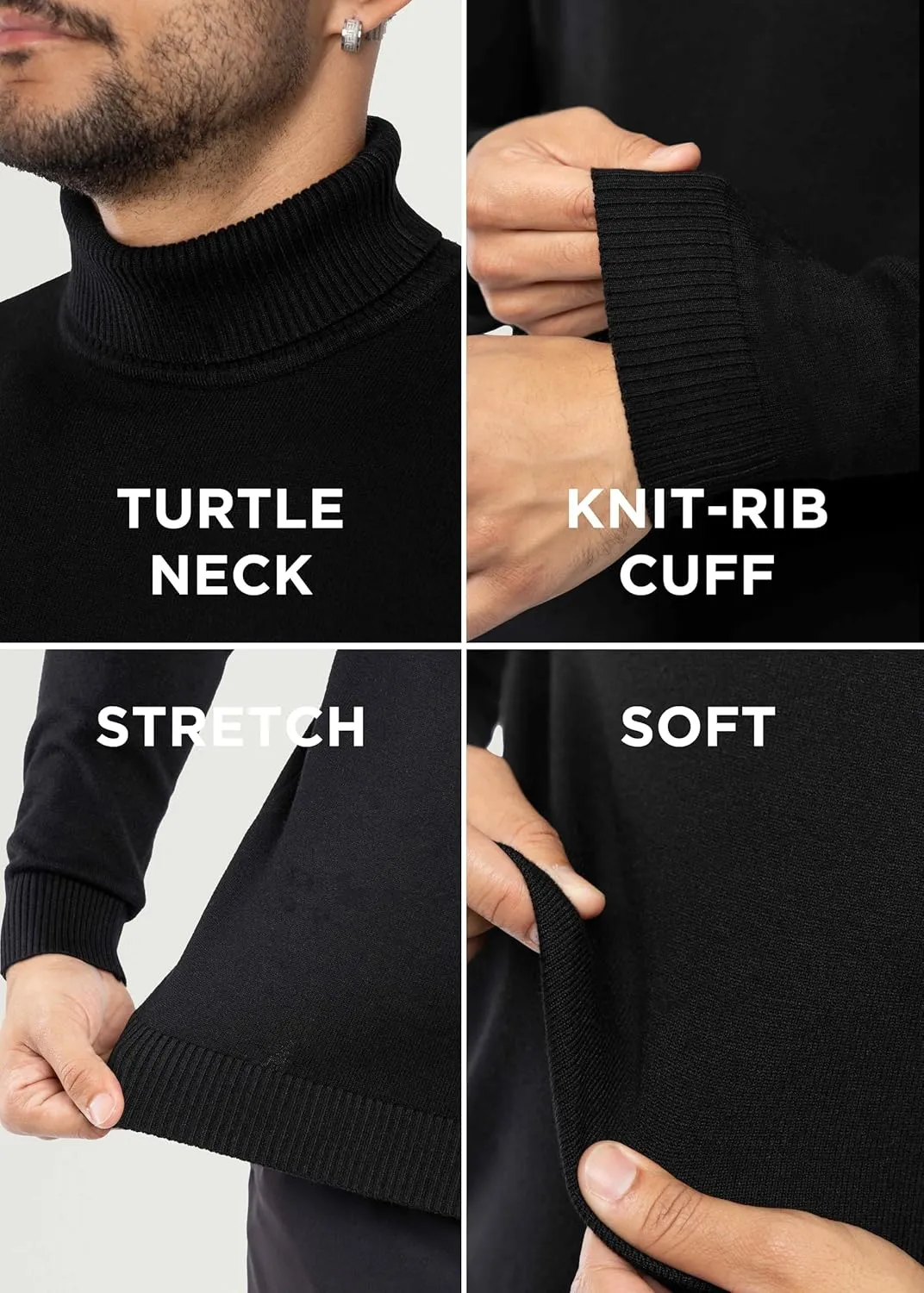 X RAY Mens Turtleneck, Soft Slim Fit Pullover Top, Basic Turtle Neck Sweater for Men
