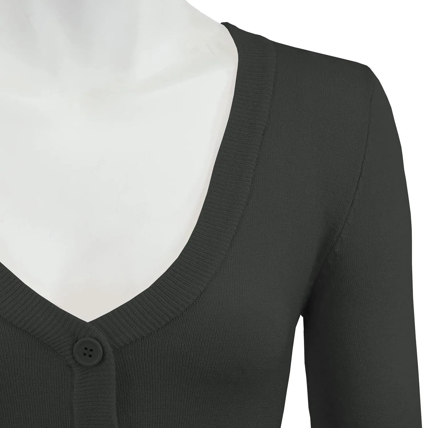 YEMAK Women's Cropped Bolero Cardigan  3/4 Sleeve V-Neck Basic Classic Casual Button Down Knit Soft Sweater Top (S-4XL)
