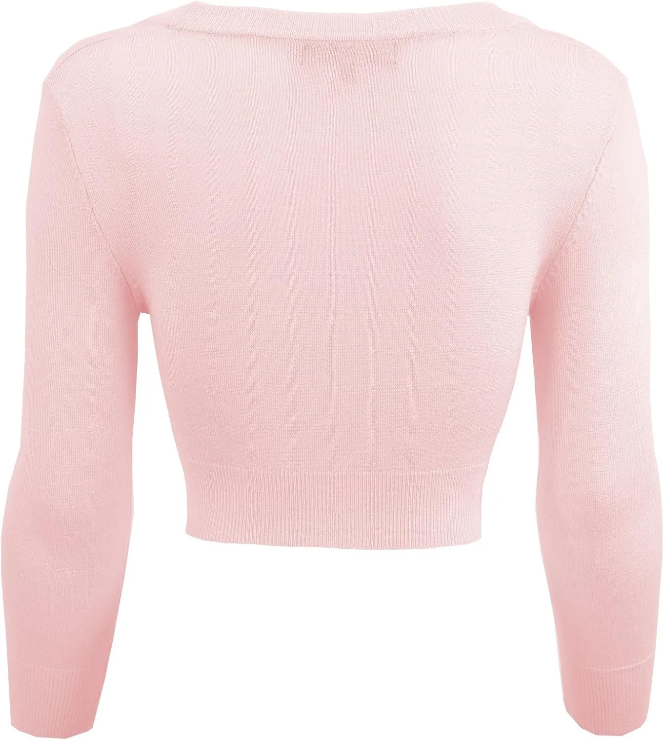 YEMAK Women's Cropped Bolero Cardigan  3/4 Sleeve V-Neck Basic Classic Casual Button Down Knit Soft Sweater Top (S-4XL)