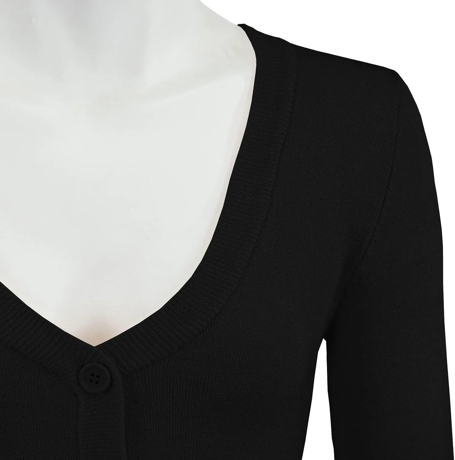 YEMAK Women's Cropped Bolero Cardigan  3/4 Sleeve V-Neck Basic Classic Casual Button Down Knit Soft Sweater Top (S-4XL)