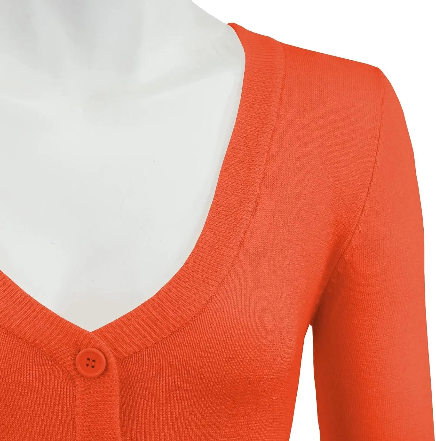 YEMAK Women's Cropped Bolero Cardigan  3/4 Sleeve V-Neck Basic Classic Casual Button Down Knit Soft Sweater Top (S-4XL)