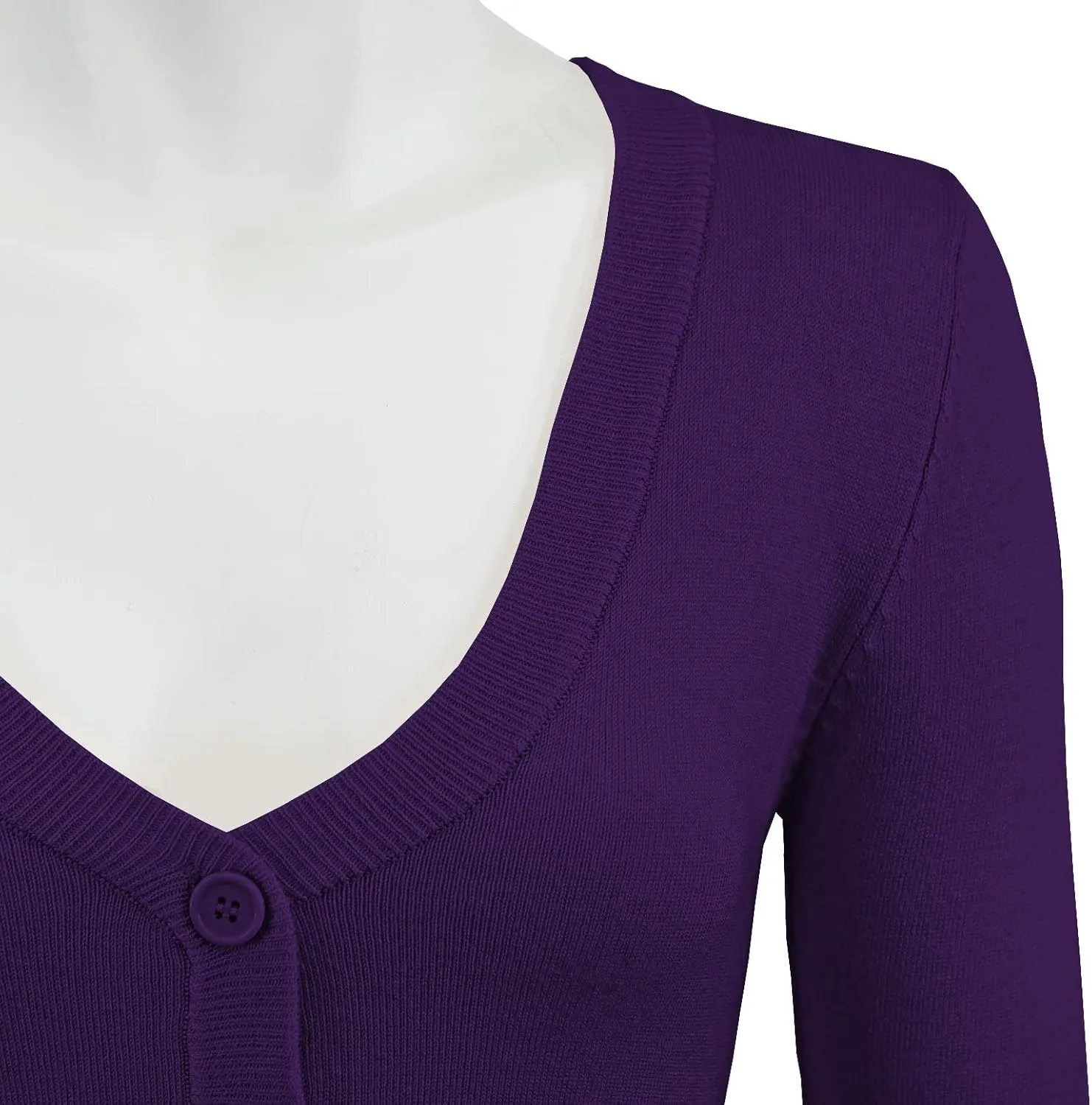 YEMAK Women's Cropped Bolero Cardigan  3/4 Sleeve V-Neck Basic Classic Casual Button Down Knit Soft Sweater Top (S-4XL)