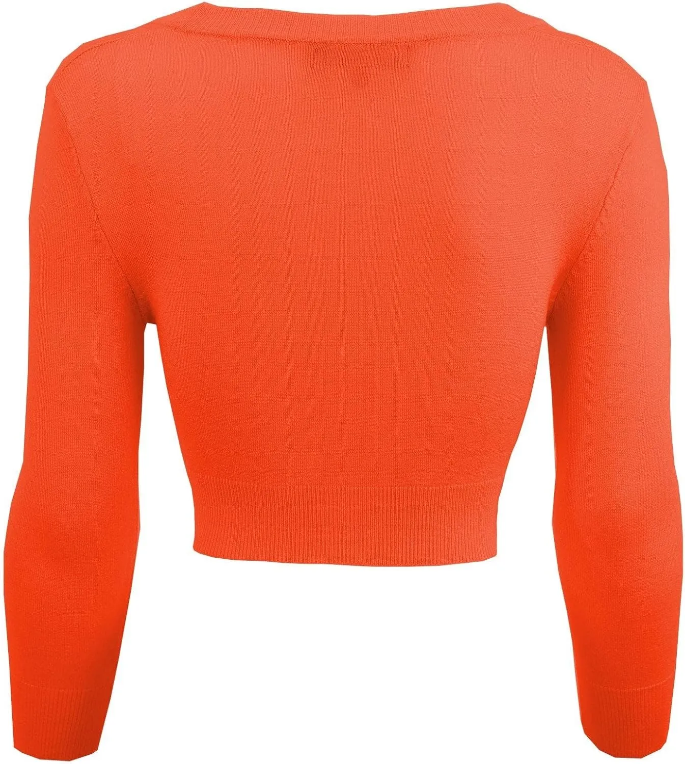 YEMAK Women's Cropped Bolero Cardigan  3/4 Sleeve V-Neck Basic Classic Casual Button Down Knit Soft Sweater Top (S-4XL)