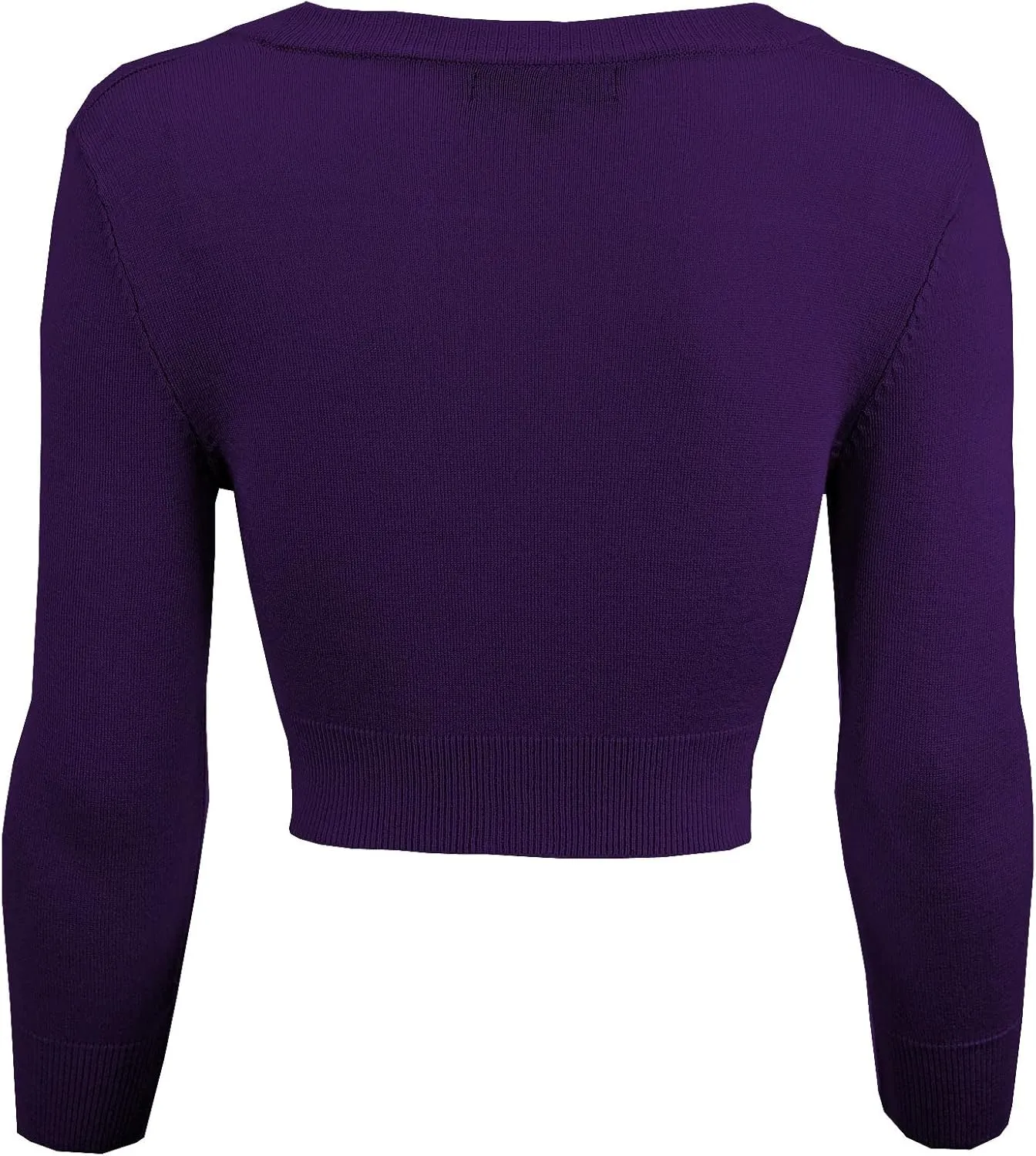 YEMAK Women's Cropped Bolero Cardigan  3/4 Sleeve V-Neck Basic Classic Casual Button Down Knit Soft Sweater Top (S-4XL)