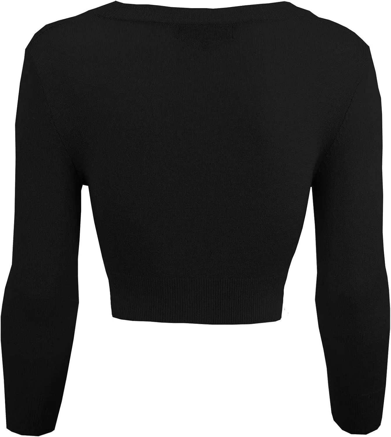 YEMAK Women's Cropped Bolero Cardigan  3/4 Sleeve V-Neck Basic Classic Casual Button Down Knit Soft Sweater Top (S-4XL)