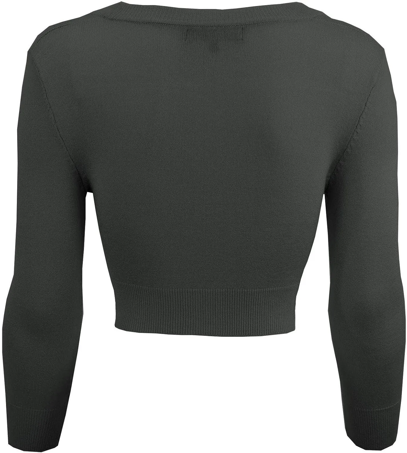 YEMAK Women's Cropped Bolero Cardigan  3/4 Sleeve V-Neck Basic Classic Casual Button Down Knit Soft Sweater Top (S-4XL)