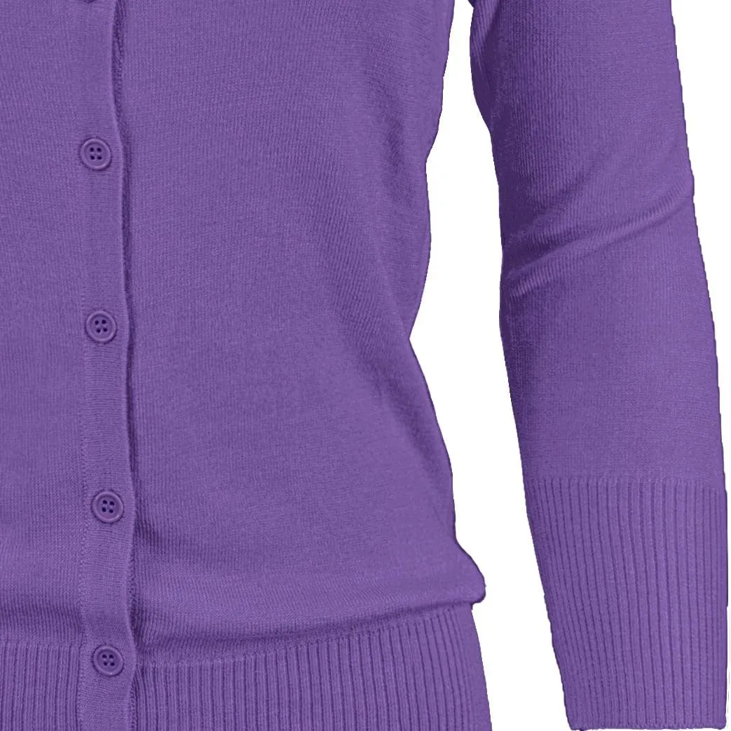 YEMAK Women's Knit Cardigan Sweater  3/4 Sleeve Crewneck Basic Classic Casual Button Down Soft Lightweight Top (S-3XL)
