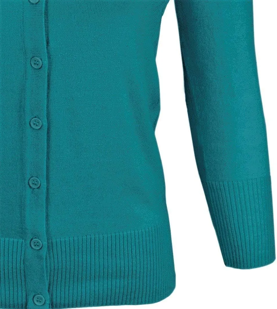 YEMAK Women's Knit Cardigan Sweater  3/4 Sleeve V-Neck Basic Classic Casual Button Down Soft Lightweight Top (S-3XL)