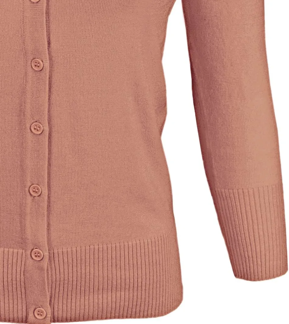 YEMAK Women's Knit Cardigan Sweater  3/4 Sleeve V-Neck Basic Classic Casual Button Down Soft Lightweight Top (S-3XL)
