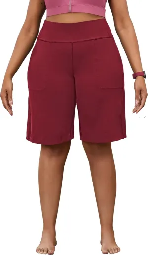 YOHOYOHA Plus Size Women Yoga Shorts-Capris Pants Wide Leg Casual Workout Pants