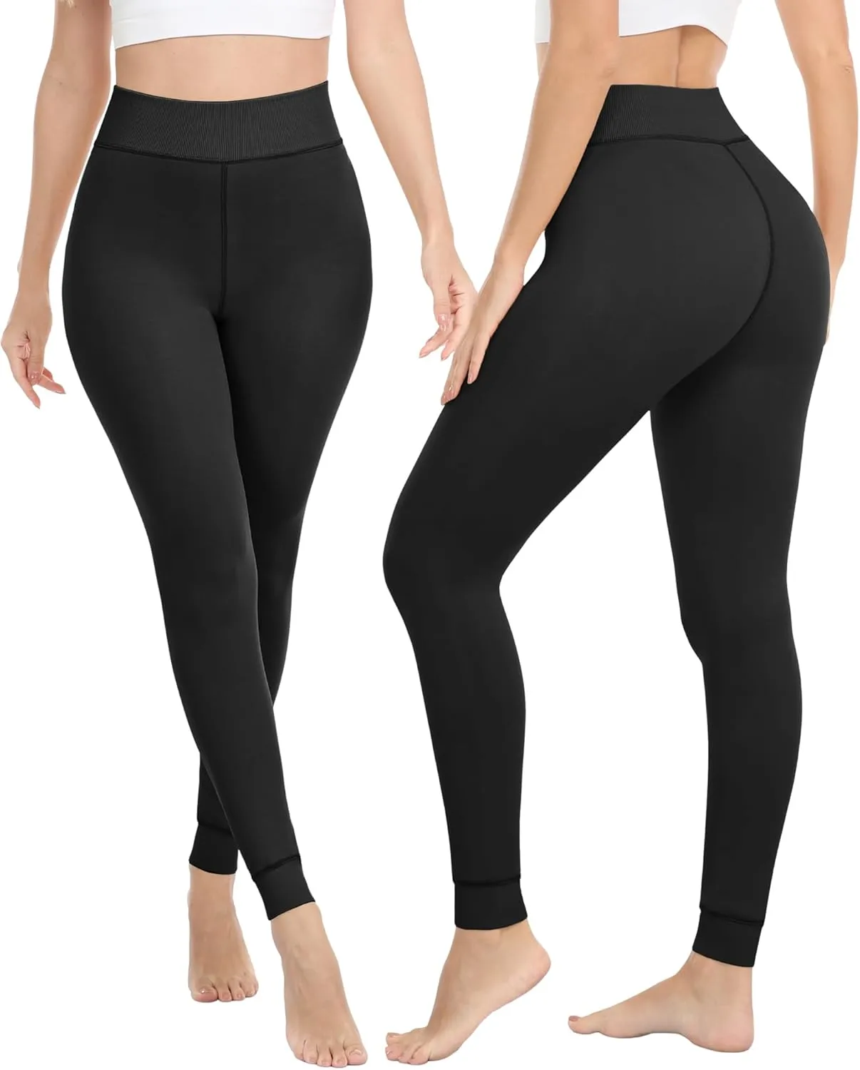 ZLLW Winter Warm Fleece Lined Leggings for WomenHigh Waisted Thick Thermal Velvet Tights