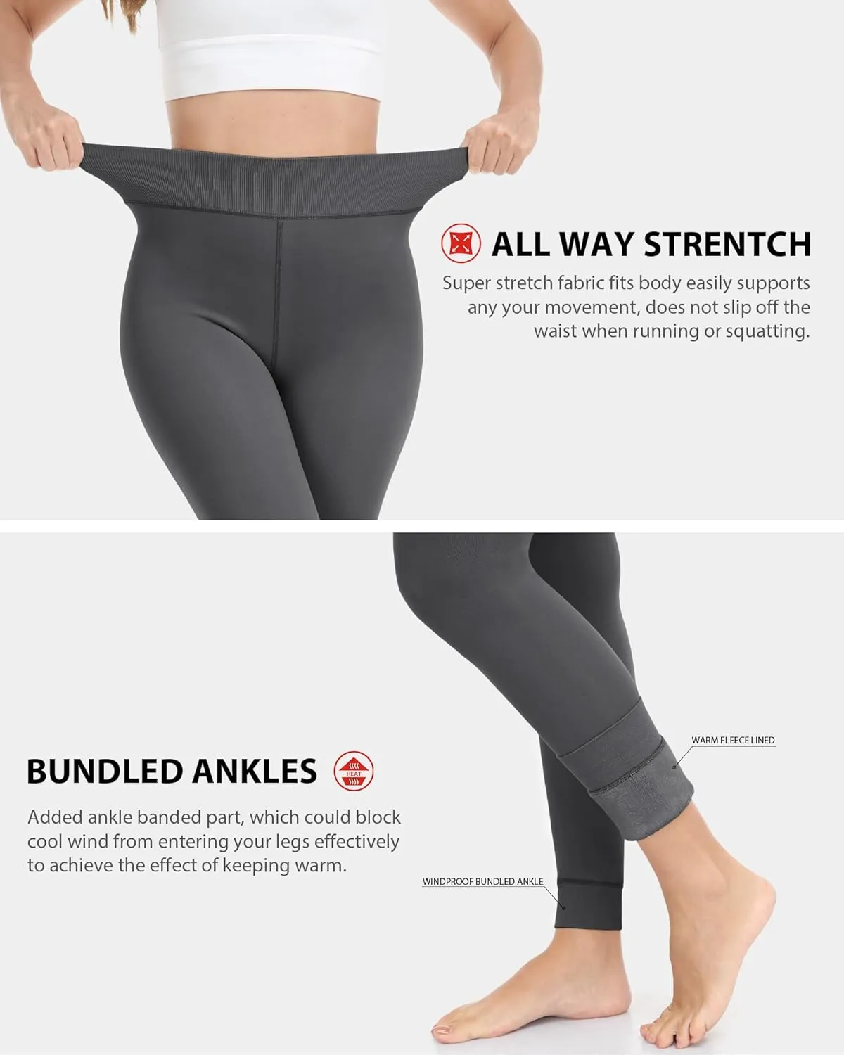 ZLLW Winter Warm Fleece Lined Leggings for WomenHigh Waisted Thick Thermal Velvet Tights